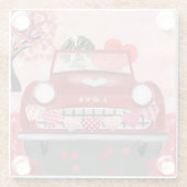 Saint Bernard Dog-auto met hart Valentijnse Glazen Onderzetter (Achterkant)