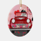 Saint Bernard Dog-auto met hart Valentijnse Keramisch Ornament (Rechts)