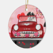 Saint Bernard Dog-auto met hart Valentijnse Keramisch Ornament (Links)