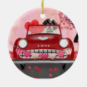 Saint Bernard Dog-auto met hart Valentijnse Keramisch Ornament (Achterkant)