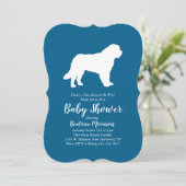 Saint Bernard Dog Baby shower Boy Blue Kaart (Staand voorkant)