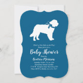 Saint Bernard Dog Baby shower Boy Blue Kaart (Voorkant)
