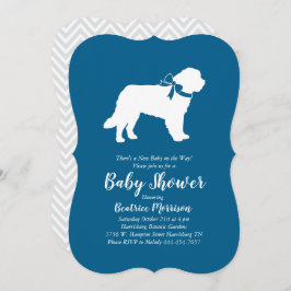 Saint Bernard Dog Baby shower Boy Blue Kaart