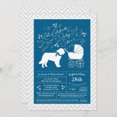 Saint Bernard Dog Baby shower Boy Blue Kaart (Voorkant / Achterkant)