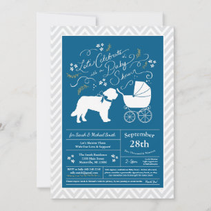 Saint Bernard Dog Baby shower Boy Blue Kaart