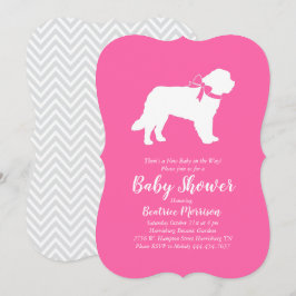 Saint Bernard Dog Baby shower Girl Pink Kaart