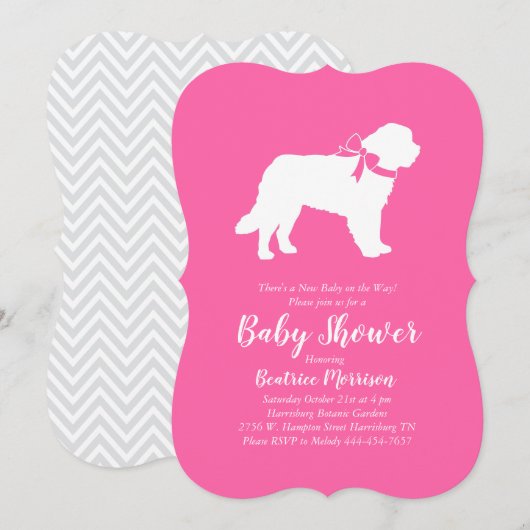 Saint Bernard Dog Baby shower Girl Pink Kaart (Voorkant / Achterkant)