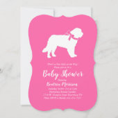 Saint Bernard Dog Baby shower Girl Pink Kaart (Voorkant)