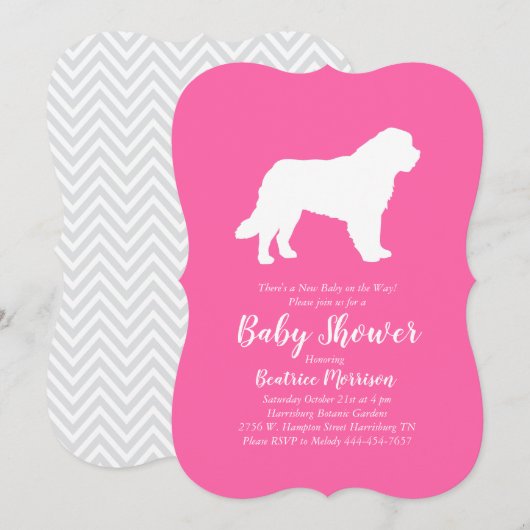 Saint Bernard Dog Baby shower Girl Pink Kaart (Voorkant / Achterkant)