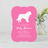 Saint Bernard Dog Baby shower Girl Pink Kaart (Staand voorkant)