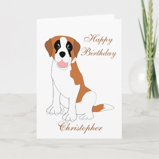 Saint Bernard Dog Birthday Kaart (Voorkant)