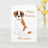 Saint Bernard Dog Birthday Kaart (Gele Bloem)