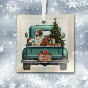 Saint Bernard Dog Boerderij Truck Christmas Glas Ornament