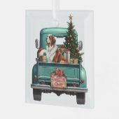 Saint Bernard Dog Boerderij Truck Christmas Glas Ornament (Voorkant links)