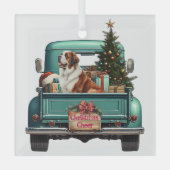 Saint Bernard Dog Boerderij Truck Christmas Glas Ornament (Voorkant)