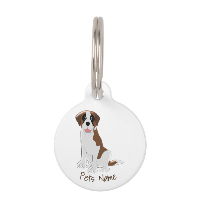Saint Bernard Dog Design gepersonaliseerd Huisdierpenning (Voorkant)