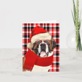 Saint Bernard Dog en Red Pset met Kerstmis Feestdagen Kaart