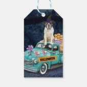 Saint Bernard Dog Halloween Truck Scary Night Cadeaulabel (Achterkant)
