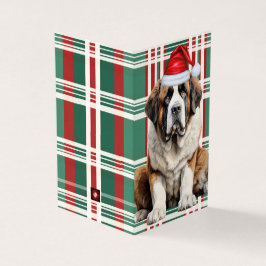 Saint Bernard Dog Holiday Plaid Christmas Kaart