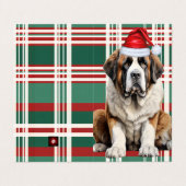 Saint Bernard Dog Holiday Plaid Christmas Kaart (Buitenkant ongevouwen)