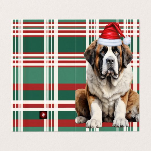 Saint Bernard Dog Holiday Plaid Christmas Kaart (Buitenkant ongevouwen)