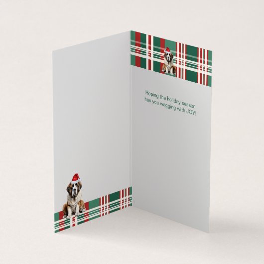 Saint Bernard Dog Holiday Plaid Christmas Kaart (Binnen)