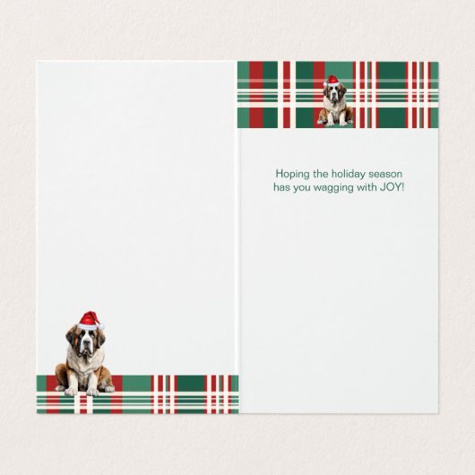 Saint Bernard Dog Holiday Plaid Christmas Kaart (Binnenkant ongevouwen)
