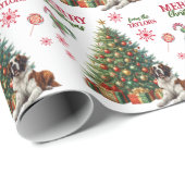 Saint Bernard Dog Holiday Tree Cadeaupapier (Rol Hoek)