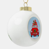 Saint Bernard Dog in auto met kerstman Keramische Bal Ornament (Links)