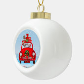 Saint Bernard Dog in auto met kerstman Keramische Bal Ornament (Rechts)