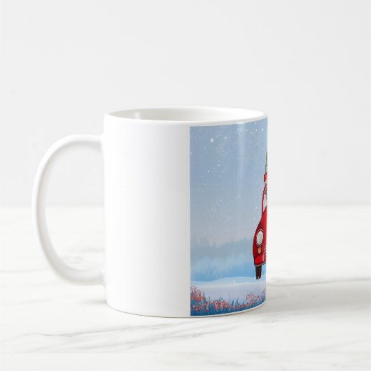 Saint Bernard Dog in auto met kerstman Koffiemok (Links)