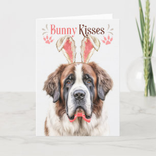Saint Bernard Dog in Bunny Ears voor Pasen Feestdagen Kaart