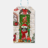 Saint Bernard Dog Kerstmis Cadeaulabel (Achterkant)