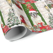 Saint Bernard Dog Kerstmis Cadeaupapier (Rol Hoek)
