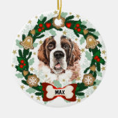 Saint Bernard Dog Kerstmis Dog Cookie Wreath Keramisch Ornament (Voorkant)