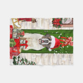 Saint Bernard Dog Kerstmis Fleece Deken (Voorkant (Horizontaal))