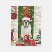 Saint Bernard Dog Kerstmis Fleece Deken (Voorkant)