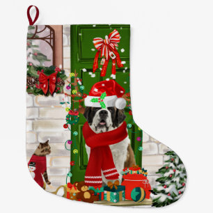 Saint Bernard Dog Kerstmis Grote Kerstsok