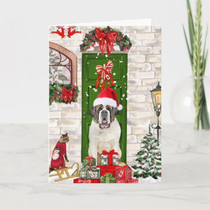 Saint Bernard Dog Kerstmis Kaart