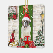 Saint Bernard Dog Kerstmis Keramisch Ornament (Links)