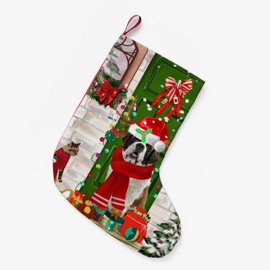 Saint Bernard Dog Kerstmis Kleine Kerstsok (Voorkant (Hangend))