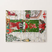 Saint Bernard Dog Kerstmis Legpuzzel (Horizontaal)