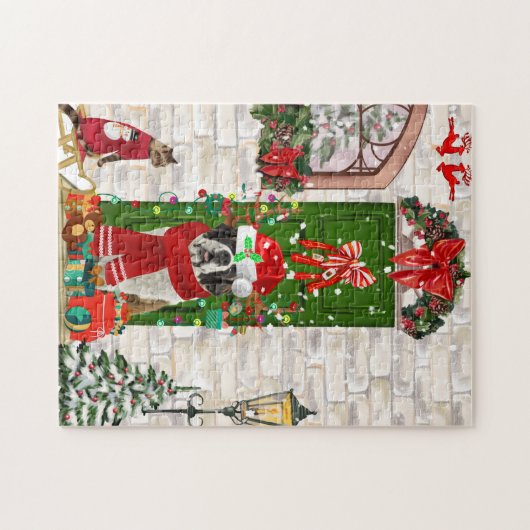 Saint Bernard Dog Kerstmis Legpuzzel (Horizontaal)