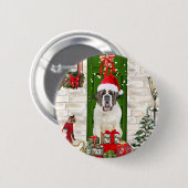 Saint Bernard Dog Kerstmis Ronde Button 5,7 Cm (Voorkant /achterkant)