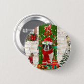 Saint Bernard Dog Kerstmis Ronde Button 5,7 Cm (Voorkant /achterkant)