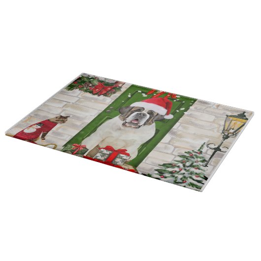 Saint Bernard Dog Kerstmis Snijplank (Hoek)
