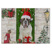 Saint Bernard Dog Kerstmis Snijplank (Voorkant)