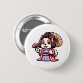 Saint Bernard Dog Kimono Ronde Button 5,7 Cm (Voorkant /achterkant)