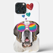 Saint Bernard Dog met harten Valentijnsdag Case-Mate iPhone Case (Achterkant)