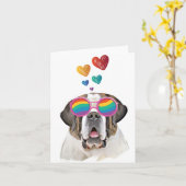 Saint Bernard Dog met harten Valentijnsdag Kaart (Gele Bloem)